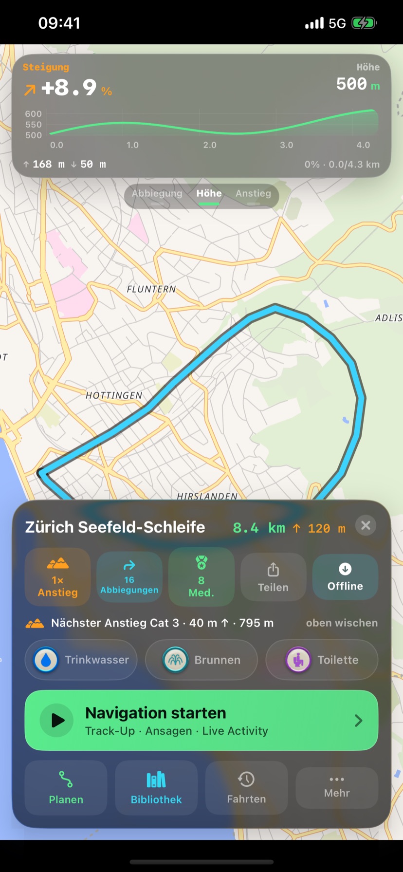 Route bereit zum Start